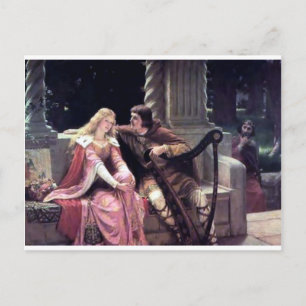 Romantic Kärlek par Music Harp Man Woman-målning Vykort
