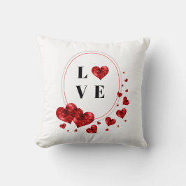 Romantic Kärlek Red Hearts Dekorativ kudde