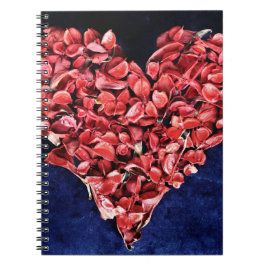 Romantic Kärlek Ro Petal Red Heart Anteckningsbok