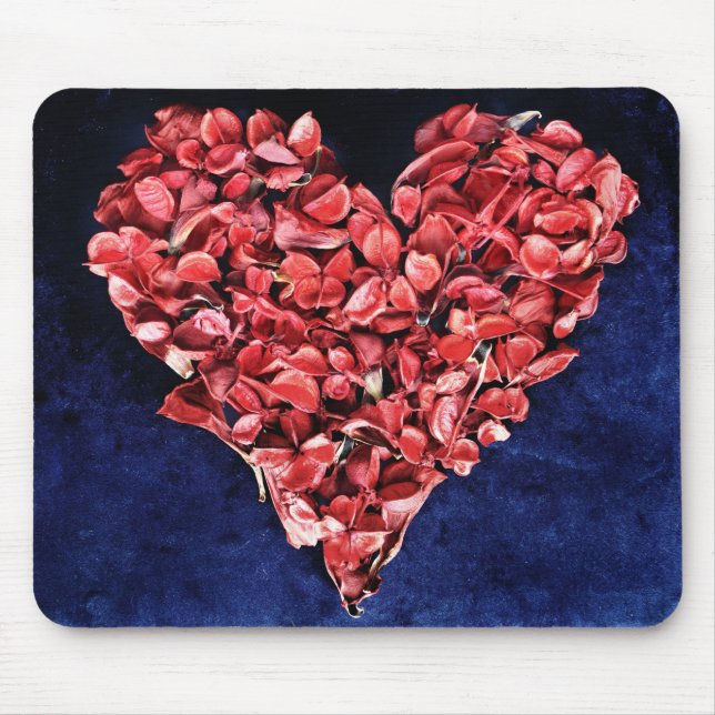 Romantic Kärlek Ro Petal Red Heart Musmatta (Framsidan)