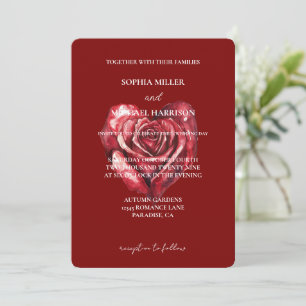 Romantic Kärlek Röd ros Heart Flower Bröllop Inbjudningar