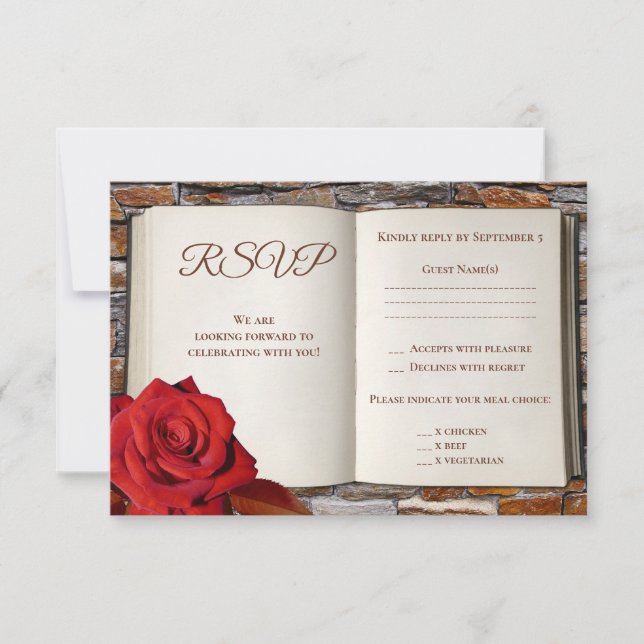 Romantic Kärlek Story Bok Bröllop OSA Card Inbjudningar (Framsida)