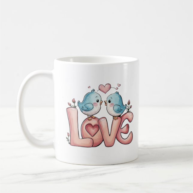 Romantic KÄRLEK Tecknad Kaffemugg (Vänster)
