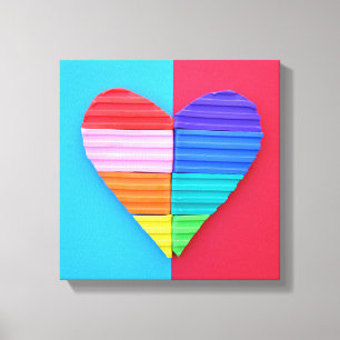 Romantic Kärlek Twin Rainbow Hearts Canvastryck