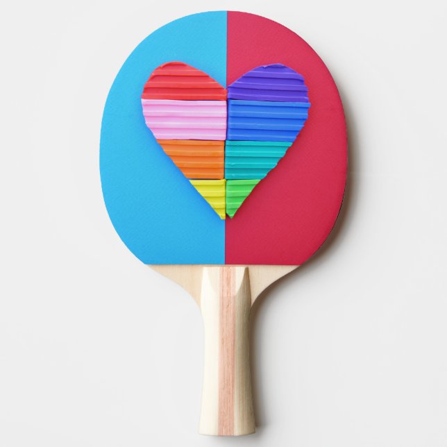 Romantic Kärlek Twin Rainbow Hearts Pingisracket (Framsidan)