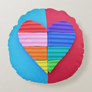 Romantic Kärlek Twin Rainbow Hearts Rund Kudde