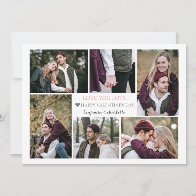 Romantic Kärlek valentines day-par fotokollage Julkort (Framsida)