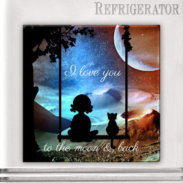 Romantic Kattunge Moonlight Kärlek Magnet