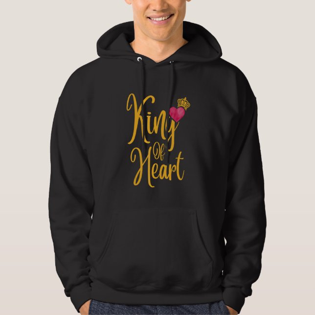 Romantic King of Hearts Matching Couple Valentine' Hoodie (Framsida)