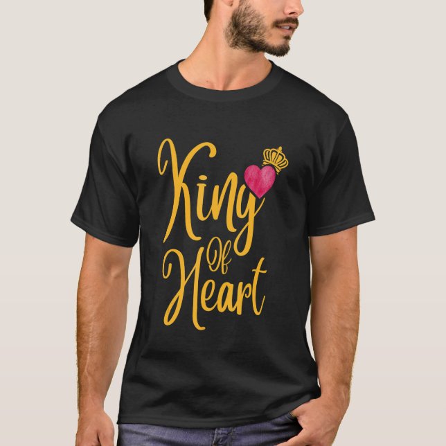 Romantic King of Hearts Matching Couple Valentine' T Shirt (Framsida)
