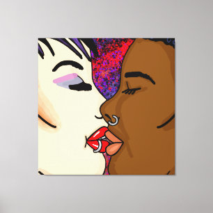 Romantic Kiss   Internationell Romantik Canvastryck