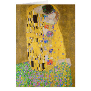 Romantic Kiss Painting Gustav Klimt återställd Hälsningskort