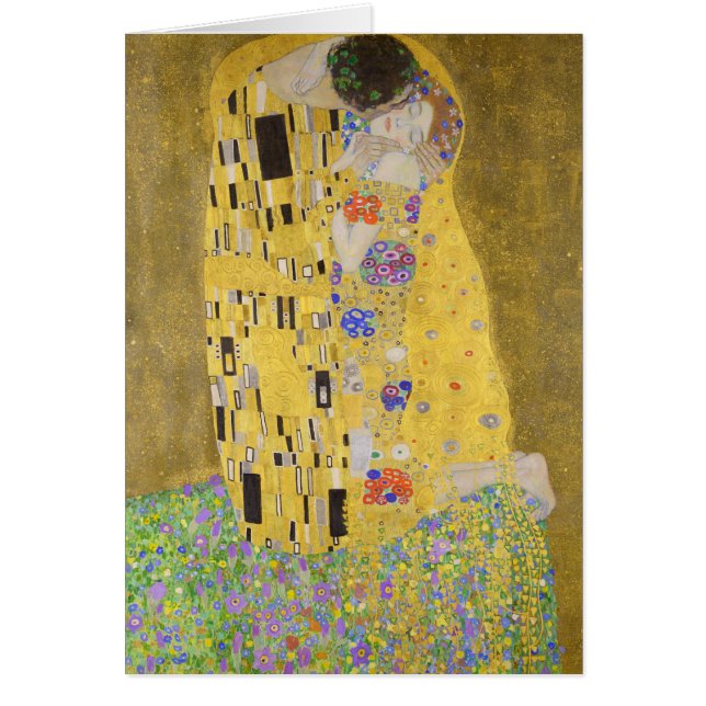 Romantic Kiss Painting Gustav Klimt återställd Hälsningskort (Framsidan)