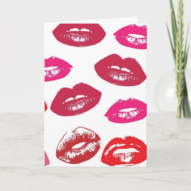 ROMANTIC KISSES LIPSTICK Greeting Cards Kort (Framsida)