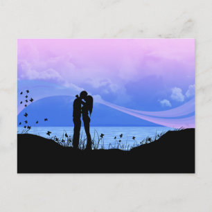 Romantic Kissing Couple Vykort