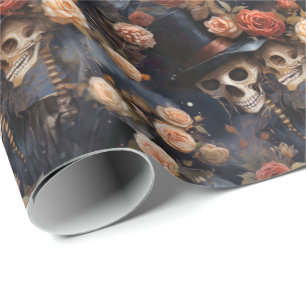 Romantic Kissing Steampunk Döskallars Gothic Bröll Presentpapper