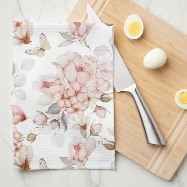 Romantic Kitchen Towel med Blommönster Kökshandduk (Vikt i Fjärdedel)