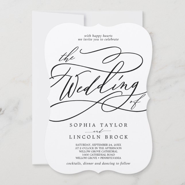 Romantic Kraft Calligraphy Flourish the Bröllop Inbjudningar (Framsida)