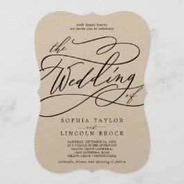 Romantic Kraft Calligraphy Flourish the Bröllop Inbjudningar