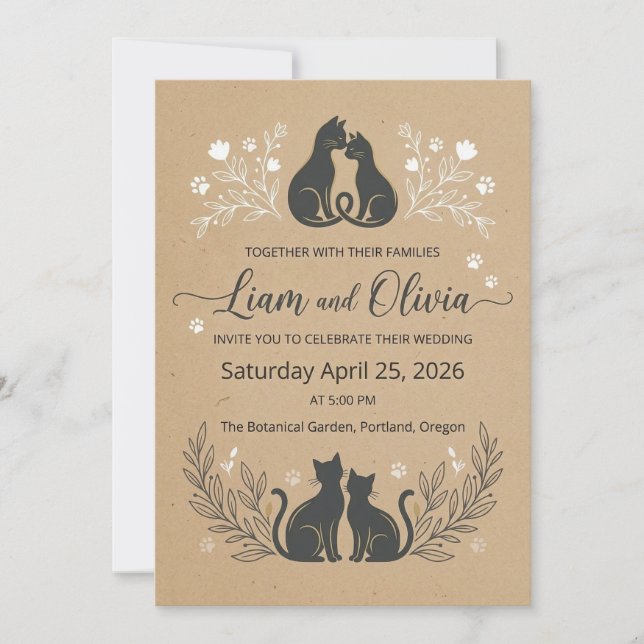 Romantic Kraft Floral Couple Invite Inbjudningar (Framsida)