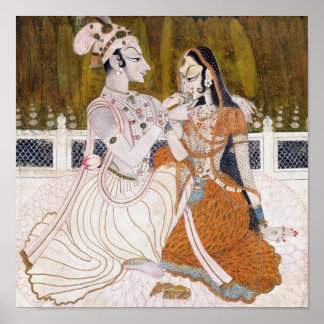 Romantic Krishna och Radha Painting Poster