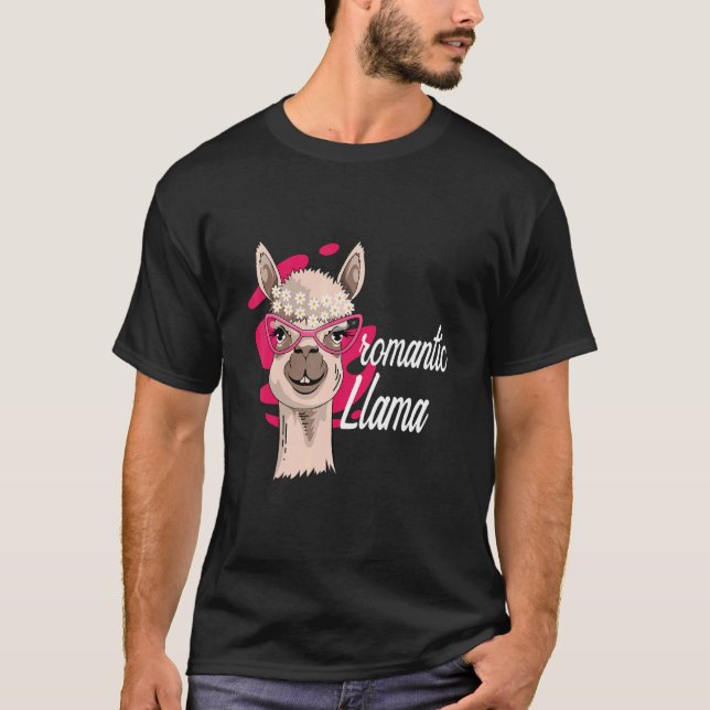Romantic Lama Farmer T Shirt (Framsida)