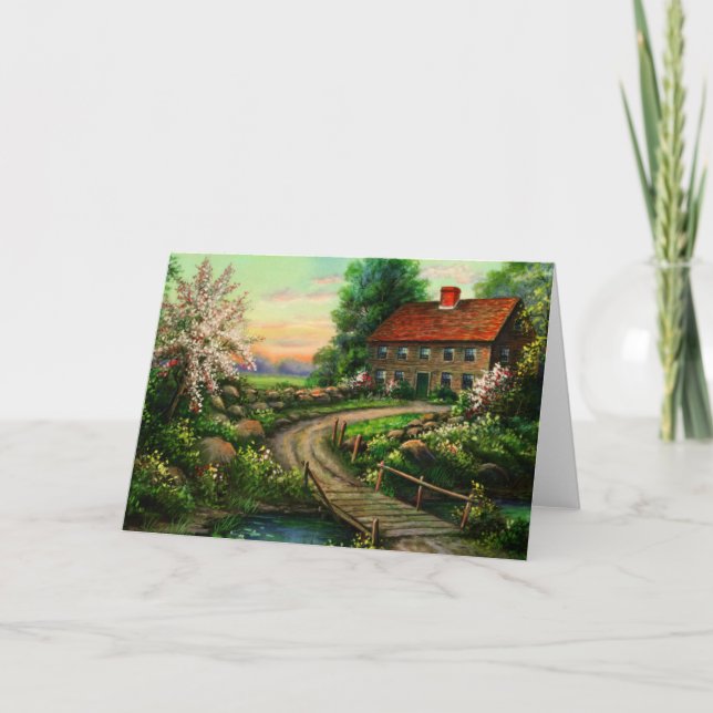 Romantic Land Cottage Greeting Card Kort (Framsida)