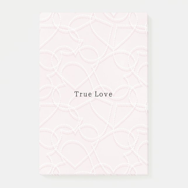 Romantic Large White Hearts Pink Valentine's Day Post-it Block (Framsida)