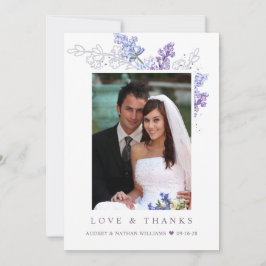 Romantic Lavender Blommigt Photo Bröllop Tack