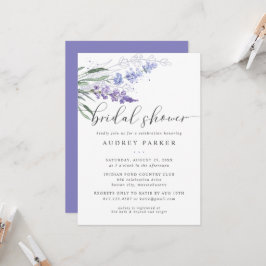 Romantic Lavender Blommigt Watercolor Möhippa Inbjudningar