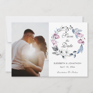 Romantic Lavender Blue Blommigt Blommar Spara Datumet