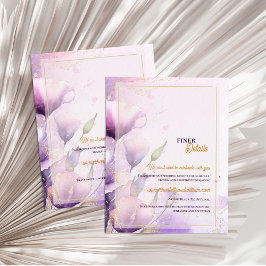 Romantic Lavender Floral Gold Wedding Details Tilläggskort