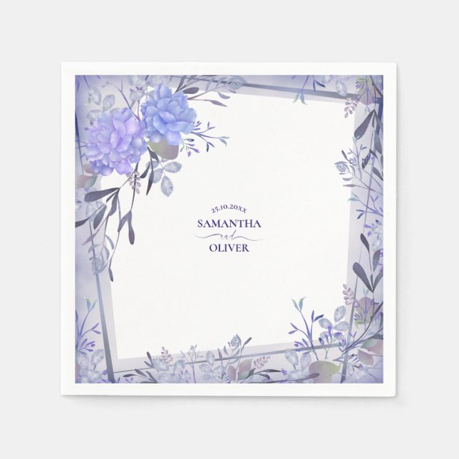 Romantic Lavender Grått Bröllop Bord Napkin Pappersservett (Framsidan)