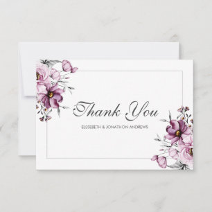 Romantic Lavender & Powder Blue Blommigt Blommar Tack Kort