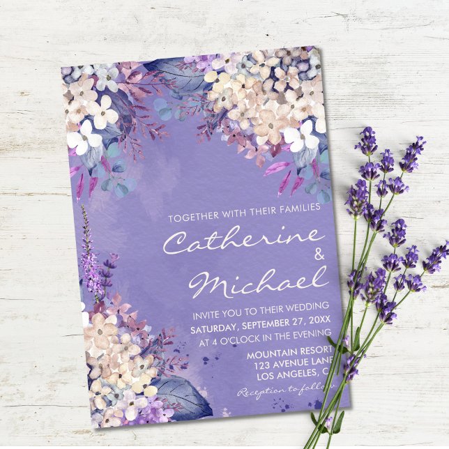 Romantic Lavender Watercolor Blommigt Vår bröllop Inbjudningar (Skapare uppladdad)