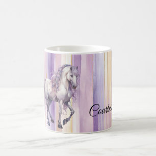 Romantic Lavender White Horse Kaffemugg