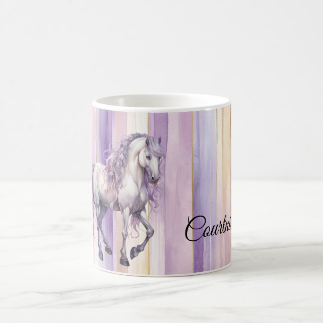 Romantic Lavender White Horse Kaffemugg (Center)