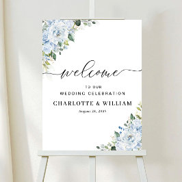 Romantic Light Blue Floral Wedding Ceremony Poster