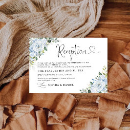 Romantic Light Blue Floral Wedding Reception Card Tilläggskort