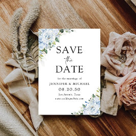 Romantic Light Blue Floral Wedding Save The Date Spara Datumet