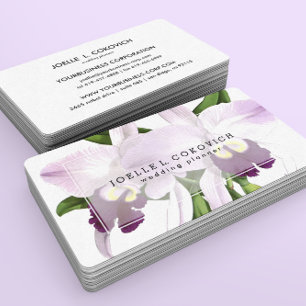 Romantic Lila Orchids Kärlek Blommigt Visitkort