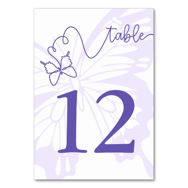 Romantic Lilac Butterfly Garden Wedding Sign Bordsnummer (Framsidan)