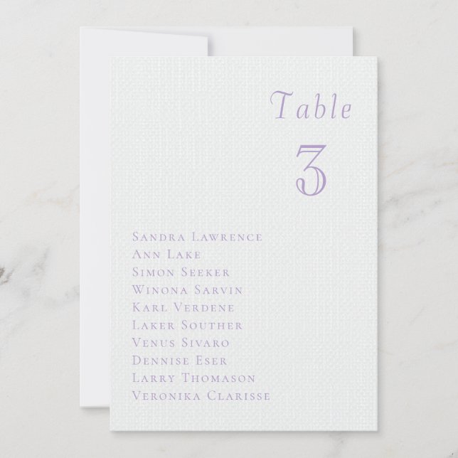 Romantic lilac floral Wedding Table Seating Card Inbjudningar (Framsida)