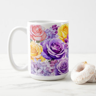 Romantic Lilac Flowers & Ro Kaffemugg