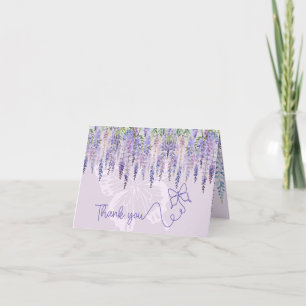 Romantic Lilac Wisteria & Butterfly Blommigt Bröll Tack Kort