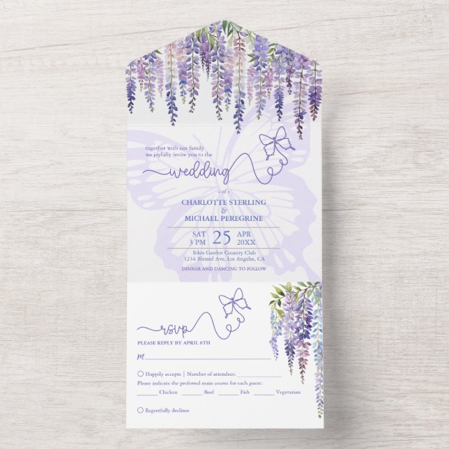 Romantic Lilac Wisteria Fairytale Forest Bröllop (Inside)