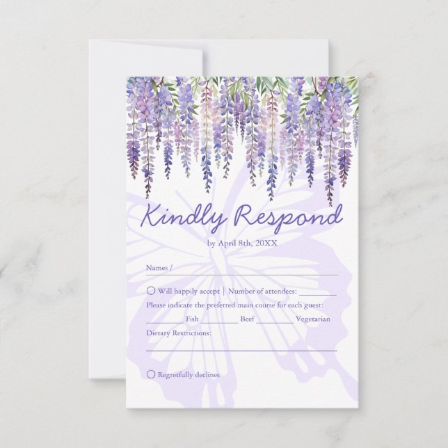 Romantic Lilac Wisteria Garden Wedding OSA kort (Framsida)