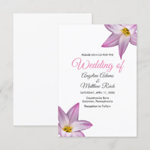 Romantic Lilly Flowers Wooden Formal Bröllop Inbjudningar