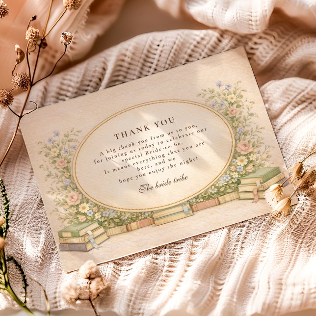 Romantic Literary Floral Bridal Shower Tack Kort (Skapare uppladdad)