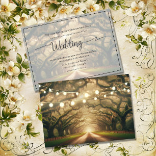Romantic Live Oak Canopy String Lit Bröllop Inbjudningar